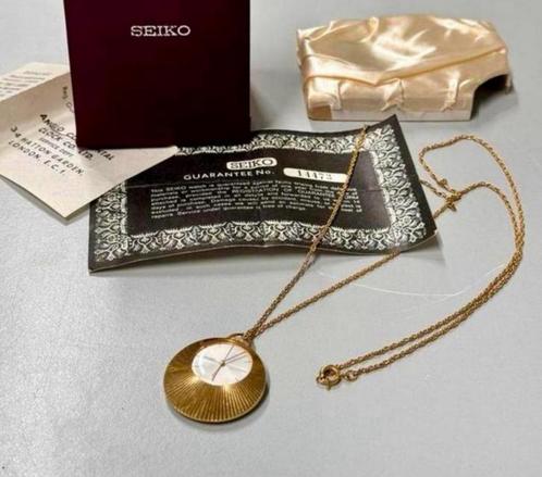 1960-1970 horloge Seiko + ketting Bladgoud zakhorloge antiek, Handtassen en Accessoires, Horloges | Antiek, Zakhorloge, Seiko