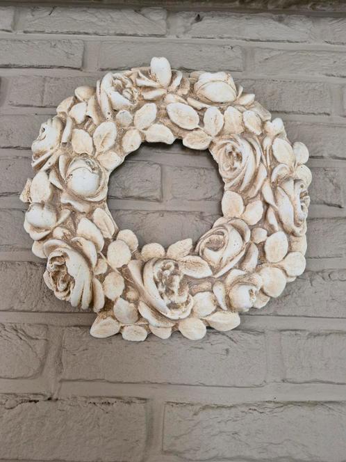 Decoratieve mooie landelijke keramieken bloemenkrans, Huis en Inrichting, Woonaccessoires | Kransen, Zo goed als nieuw, Ophalen of Verzenden