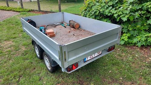 Plateau aanhangwagen dubbelasser met losse dissel, Auto diversen, Aanhangers en Bagagewagens, Zo goed als nieuw, Ophalen