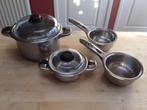 Te koop 4 kookpotten, Huis en Inrichting, Keuken | Potten en Pannen, Ophalen of Verzenden, Zo goed als nieuw, Kookpan of Snelkookpan