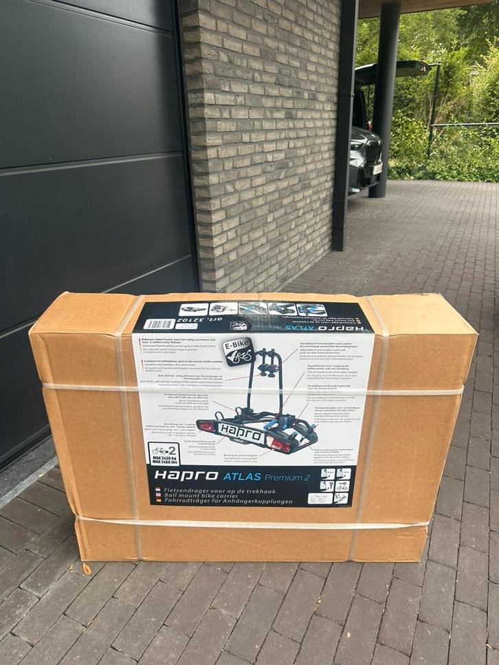Nieuw in doos hapro atlas premium 2 fietsendrager,garantie, Auto diversen, Fietsendragers, Nieuw, Trekhaakdrager, 2 fietsen, Brede banden