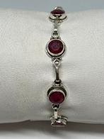 Elegante Zilveren Armband met Echte Robijn, Nieuw, Ophalen of Verzenden, Met edelsteen, Rood