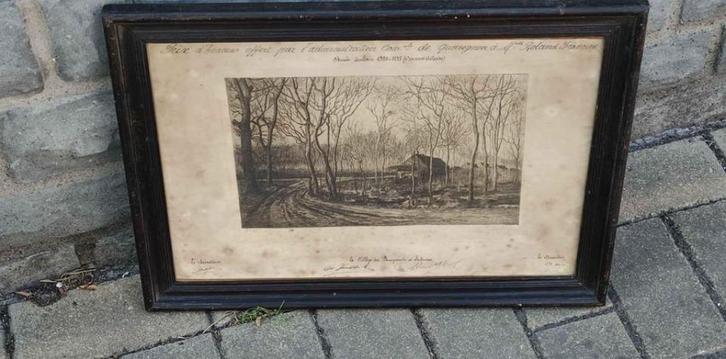 Gravure chemin signe Victor dieu, Antiek en Kunst, Kunst | Etsen en Gravures, Ophalen of Verzenden