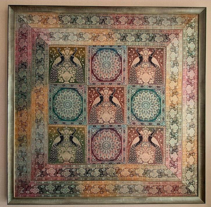 Handgemaakt Wandkleed Handgemaakt India, ingelijst 122x122cm, Antiek en Kunst, Kunst | Schilderijen | Abstract, Ophalen