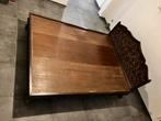 Mooi authentiek houten tweepersoonsbed oosterse stijl, Huis en Inrichting, Slaapkamer | Bedden, Ophalen, Gebruikt, Bruin, Tweepersoons