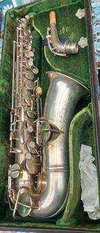 Antieke Frank Holton altsax, Muziek en Instrumenten, Blaasinstrumenten | Saxofoons, Ophalen, Gebruikt, Alt, Met koffer