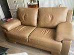 echt Lederen beige zetel 2 zit, Ophalen, Gebruikt, Minder dan 75 cm, 150 tot 200 cm