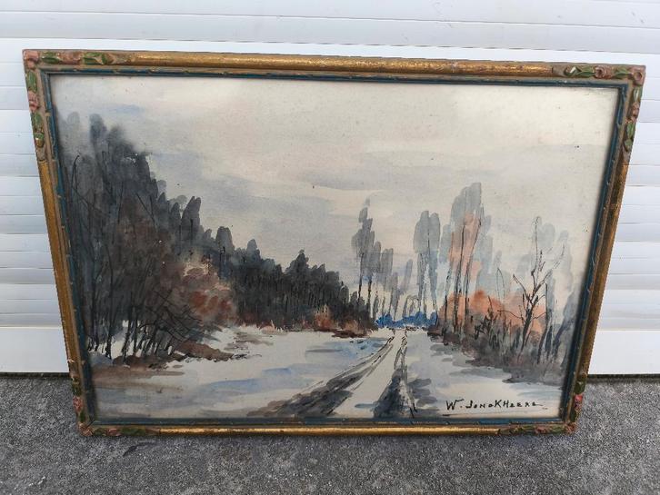 aquarelle paysage signe jonckheere walter, Antiek en Kunst, Kunst | Schilderijen | Klassiek, Ophalen of Verzenden