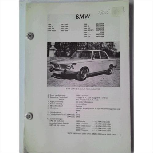 BMW 1800 2000 Vraagbaak losbladig 1963-1968 #2 Nederlands, Livres, Autos | Livres, Utilisé, BMW, Enlèvement ou Envoi