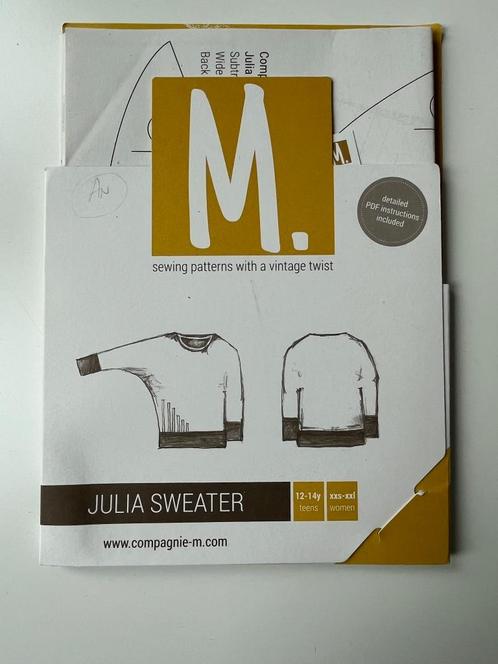 Julia sweater Compagnie M - voor dames, Hobby en Vrije tijd, Kledingpatronen, Zo goed als nieuw, Trui, Vrouw, Overige merken, Ophalen of Verzenden