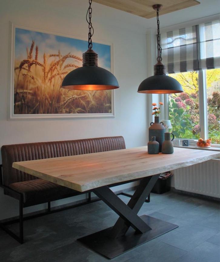Massief eikenhouten tafel op maat, Huis en Inrichting, Tafels | Salontafels, Nieuw, Eikenhout, Metaal, Ophalen of Verzenden
