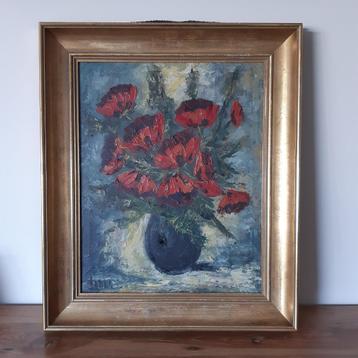 Rode klaprozen schilderij  beschikbaar voor biedingen