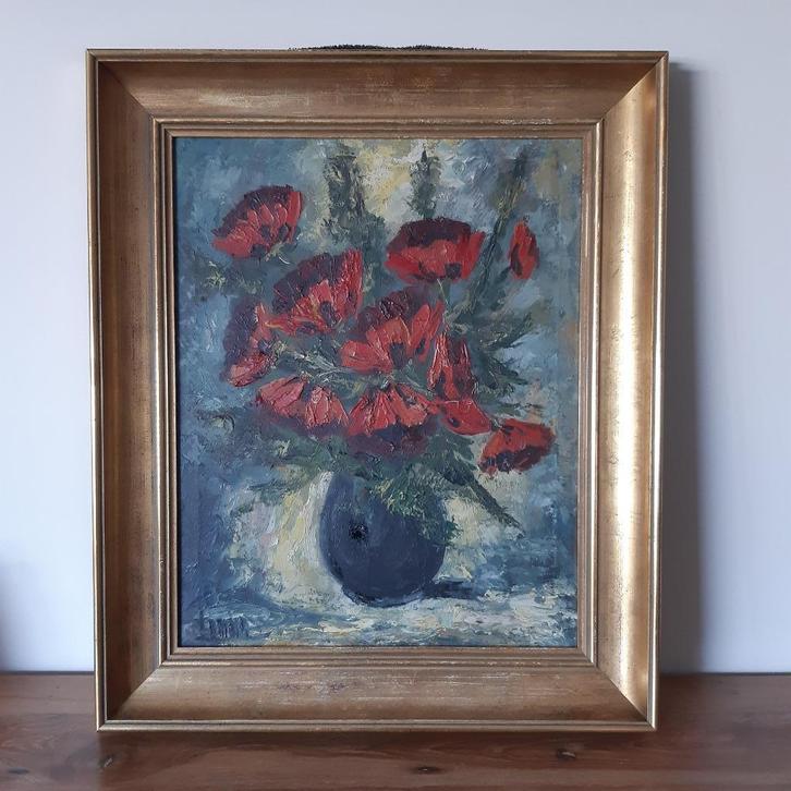 Rode klaprozen schilderij, Antiek en Kunst, Kunst | Schilderijen | Klassiek, Ophalen of Verzenden