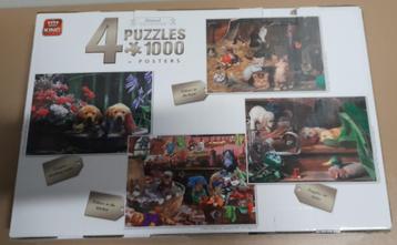 Puzzels 4x Animal collectie 1000 stukjes beschikbaar voor biedingen