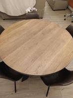 table à manger en chêne massif, 100 à 150 cm, Cinq personnes ou plus, Rond, Chêne