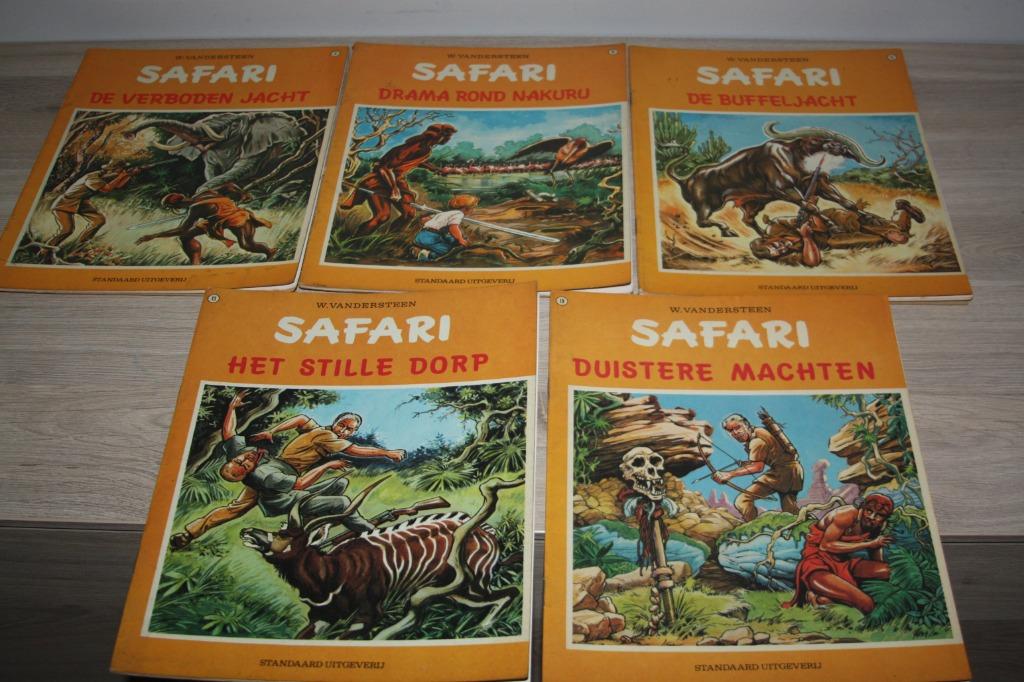 5 strips , Safari nr's 2,5,6,13,18 , 1e drukken 1970-73, Livres, BD, Utilisé, Enlèvement ou Envoi