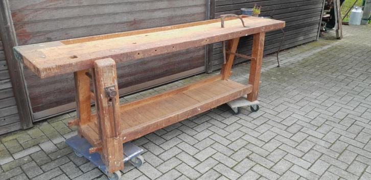 Mooie antieke houten werkbank timmermansbank, Doe-het-zelf en Bouw, Werkbanken, Ophalen of Verzenden