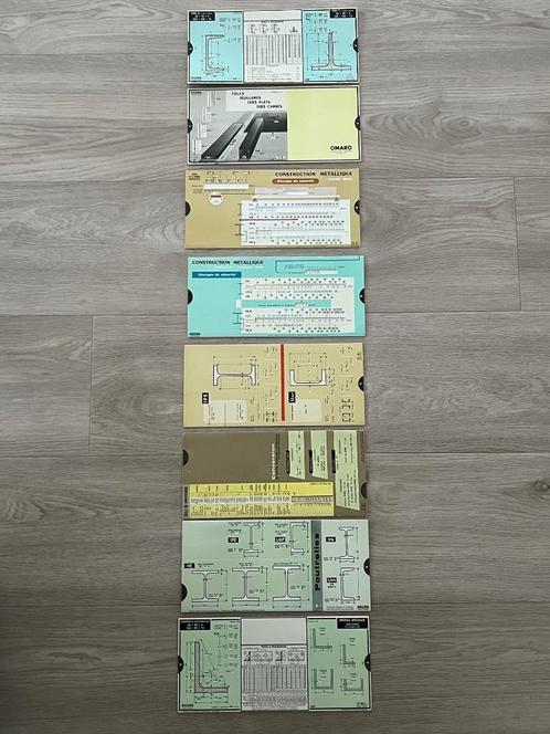 8 rekenkaarten / nomogrammen van OMARO Paris, 1935-1974, Boeken, Techniek, Gelezen, Bouwkunde, Ophalen of Verzenden