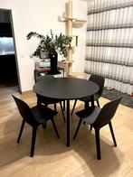 Tafel + 4 stoelen, Huis en Inrichting, Tafels | Eettafels, Ophalen, Kunststof, Rond, Zo goed als nieuw