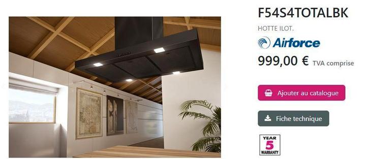 Hotte îlot noir neuve, Electroménager, Hottes, Neuf, Autoportant, 600 à 800 m³/h, Moteur, Recyclage, Enlèvement