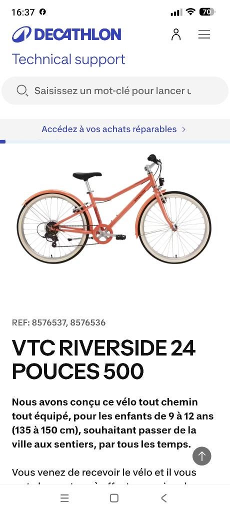 Vélo enfant fille, Enlèvement, Utilisé, 20 pouces ou plus, Décathlon