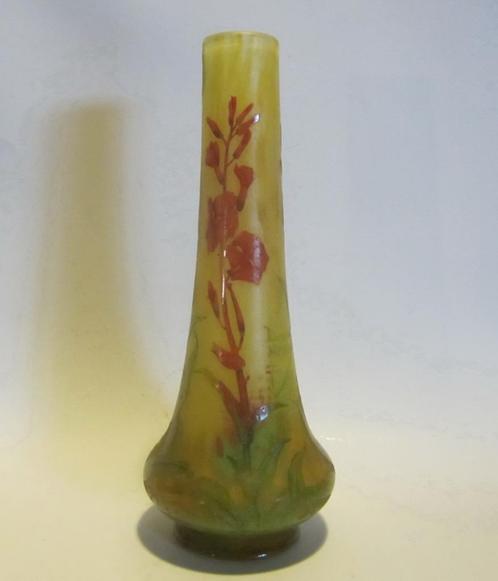 Antiek art nouveau cameo glazen vaas Daum Nancy, bloemen, Antiek en Kunst, Antiek | Glaswerk en Kristal, Verzenden