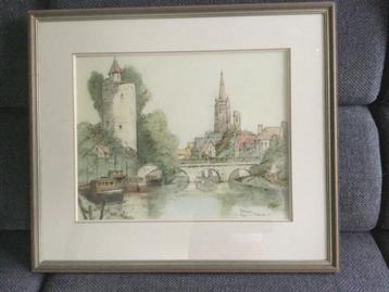 aquarel stad Brugge beschikbaar voor biedingen