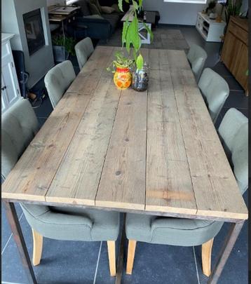 tafel Steigerhout/Staal 220cm / 80cm. hoog disponible aux enchères