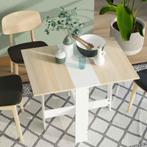 Homcom keukentafel eettafel opvouwbaar NIEUW wit-hout kleur, 100 tot 150 cm, Eikenhout, Nieuw, Rechthoekig