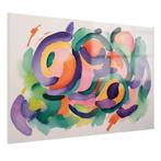 Groene en paarse abstractie Glasschilderij 105x70cm + Ophang, Antiek en Kunst, Verzenden