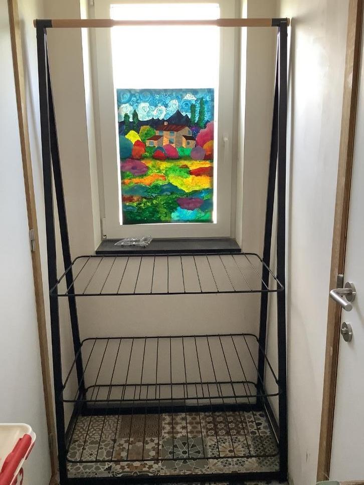 Brabantia Linn groot kledingrek zwart met extra legplank, Tuin en Terras, Droogmolens en Wasrekken, Zo goed als nieuw, Overige typen