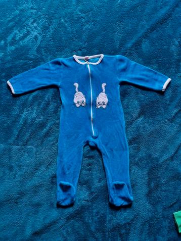 Vintage-look turkoois blauw kruippakje met rits  68 beschikbaar voor biedingen