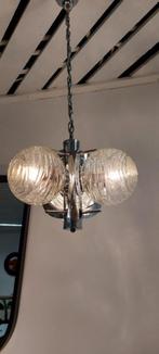 Vintage hanglamp glas/chroom, Antiek en Kunst, Ophalen of Verzenden