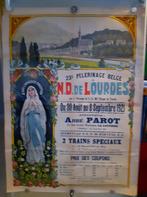 Origineel affiche voor Pelgrimstochten naar Lourdes en Maria, Verzamelen, Verzenden, A1 t/m A3, Reclame, Rechthoekig Staand