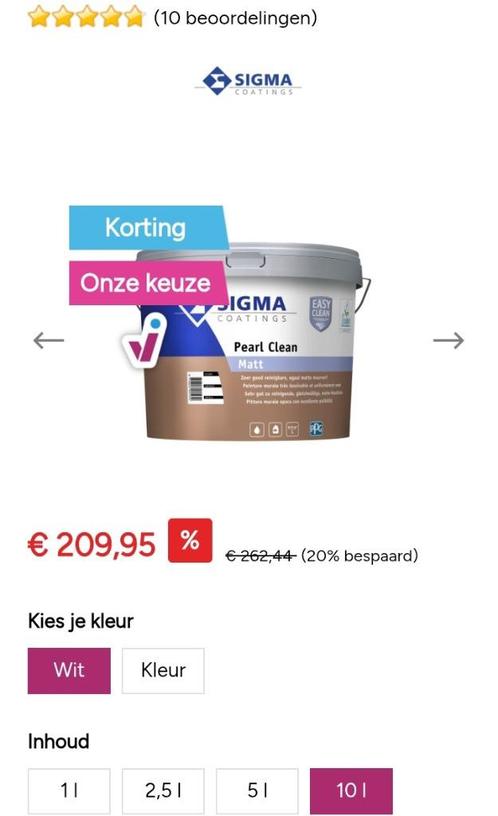 Sigma Peral clean matt, Doe-het-zelf en Bouw, Verf, Beits en Lak, Nieuw, Verf, 10 tot 15 liter, Wit, Ophalen of Verzenden