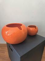 Design set van 2 keramiek oranje vazen, Ophalen of Verzenden