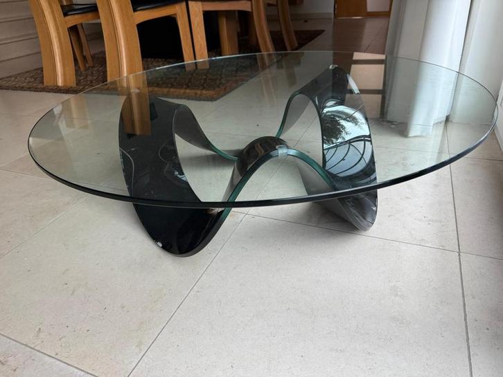 Design salontafel, Huis en Inrichting, Tafels | Salontafels, Zo goed als nieuw, Rond, Glas, Ophalen