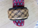 Armband leer en rotan handgemaakt origineel, Ophalen of Verzenden, Nieuw, Bruin, Leer