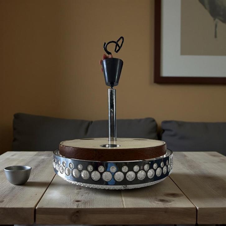 Vintage bruine UFO hanglamp / space age luster, Antiek en Kunst, Antiek | Verlichting, Ophalen of Verzenden