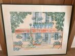 Aquarel onder lijst, Café des arts, Ophalen