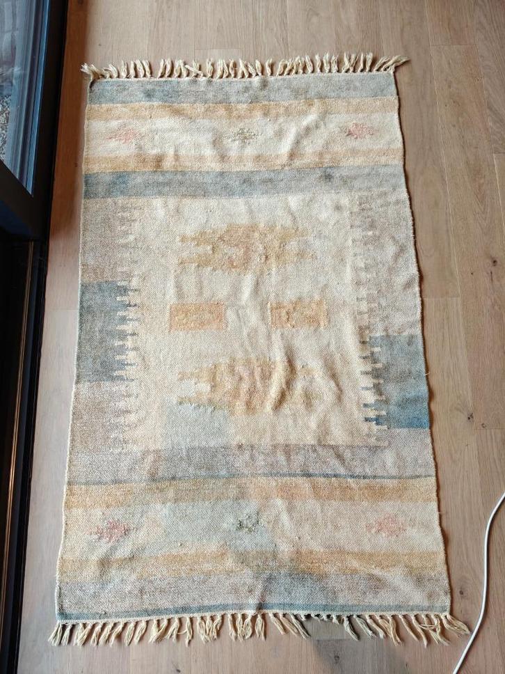 Tapis Laine Style Nomade / Bohème (Tons Pastels) 160x95cm, Antiek en Kunst, Antiek | Tapijten, Tafelkleden en Textiel, Ophalen