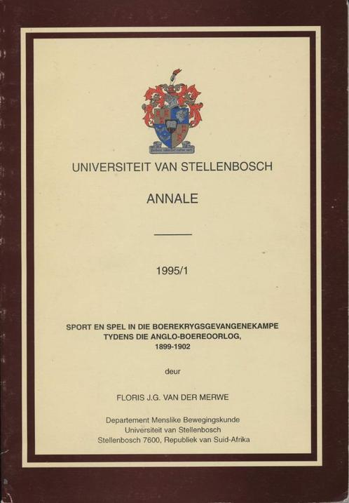 J G Van der Merwe: Sport en spel in die Boerekrygsgevangene, Livres, Histoire mondiale, Utilisé, Afrique, Envoi