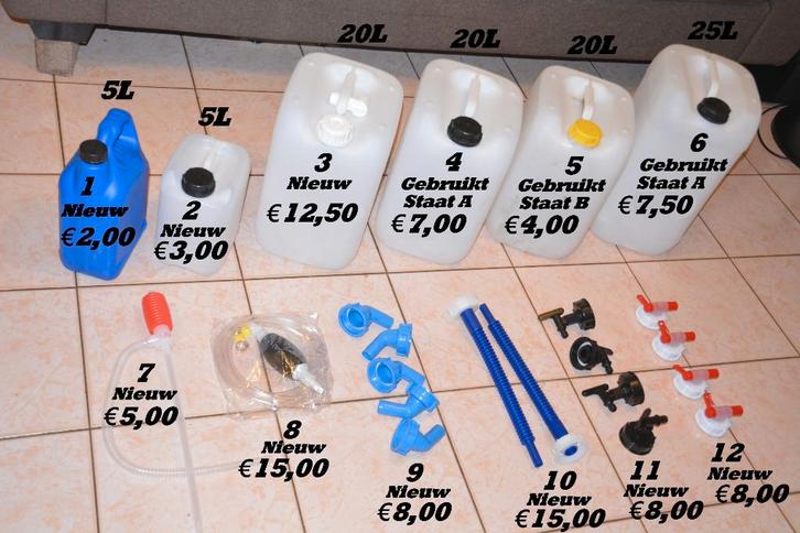 Jerrycans van 5, 20, 25 liter Nieuw & Gebruikt-Toebehoren!!, Jardin & Terrasse, Barils de pluie, Comme neuf, Synthétique, Moins de 75 litres
