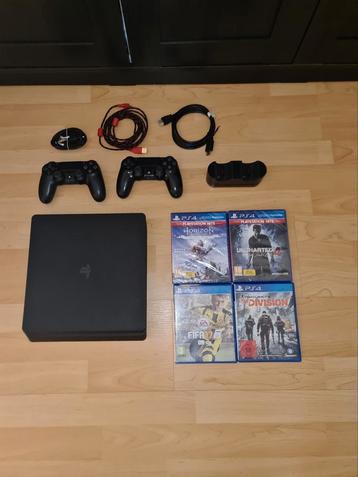 Playstation 4 Slim 1TB | 2 Controllers | 4 games, Games en Spelcomputers, Spelcomputers | Sony PlayStation 4, Ophalen, Zo goed als nieuw