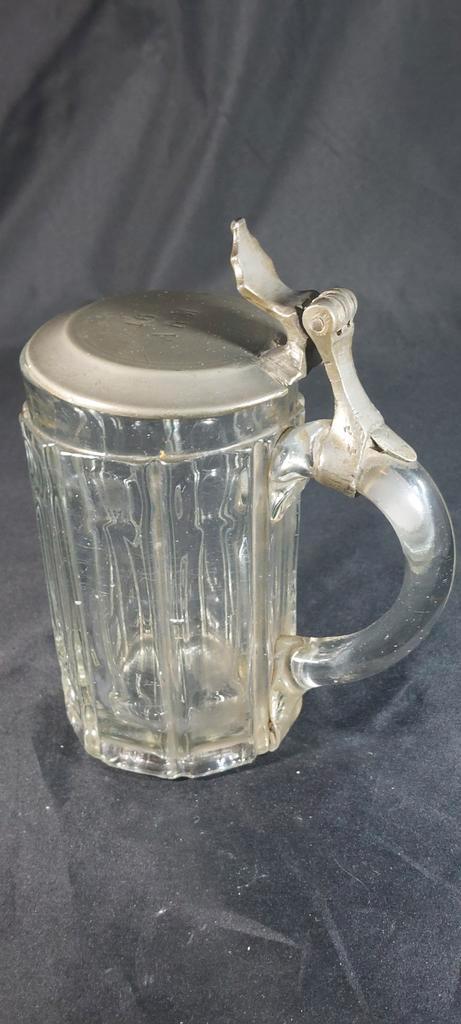 Antieke bierpul met tinnen deksel voor 1900, Antiek en Kunst, Antiek | Glaswerk en Kristal, Ophalen