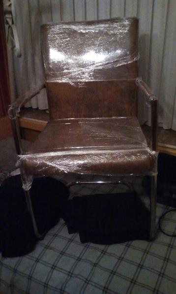 Eetkamer Stoelen disingschop. in leder daim hr Italia gold, Enlèvement ou Envoi