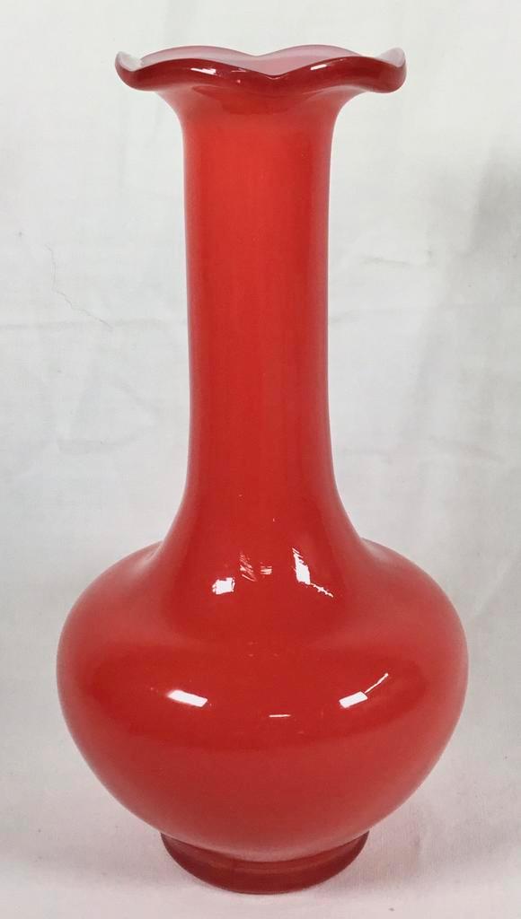 Vintage design opaline glazen vaas Florence Italië 60s 70s, Antiek en Kunst, Antiek | Vazen, Ophalen of Verzenden