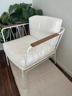 Lounge fauteuil éénzit wit staal incl. witte kussens, Huis en Inrichting, Fauteuils, Ophalen, Zo goed als nieuw, Stof, Modern