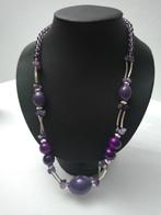 Collier LDADPR vintage avec perles violettes, Avec pendentif, Synthétique, Enlèvement ou Envoi, Violet