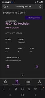 RSC ANDERLECHT- KV MECHELEN 01/11/2025, Tickets en Kaartjes